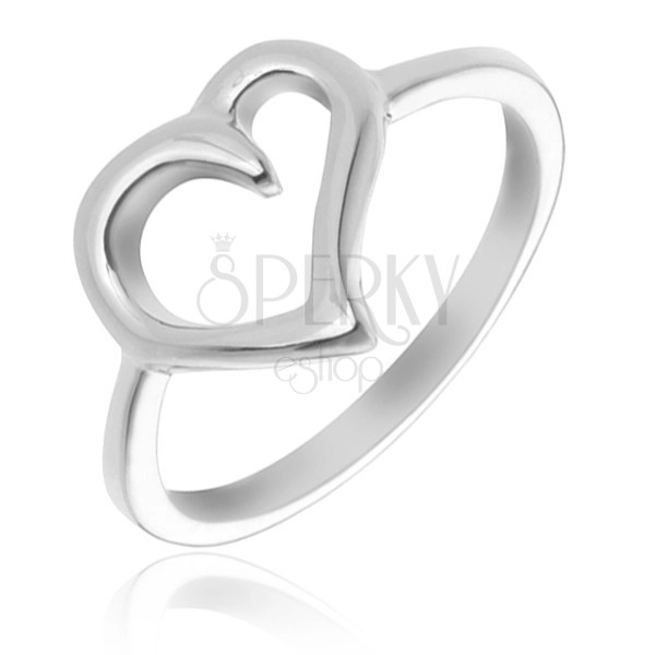 Inel argint 925 - contur asimetric inimă