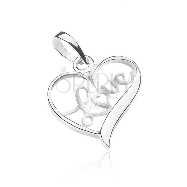 Pandantiv argint 925 - inimă cu inscripția LOVE