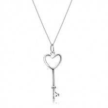 Colier realizat din argint 925 - cheie în formă de inimă pe lanț