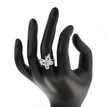 Inel din argint 925 - fluture din cristale rotunde, strălucitoare de zirconiu
