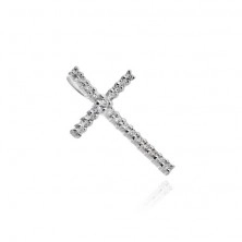 Pandantiv din argint - cruce mare cu zirconii strălucitoare