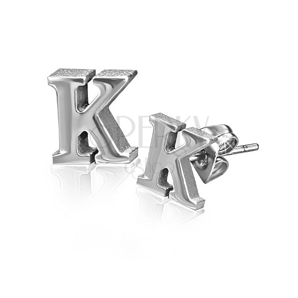 Cercei din oțel - litera K, cu șurub